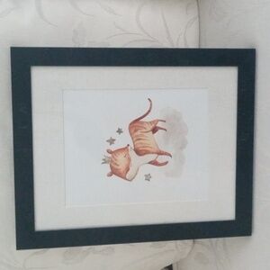 Fox wearing a Crown w Stars  Matted Framed  Print Wall Art